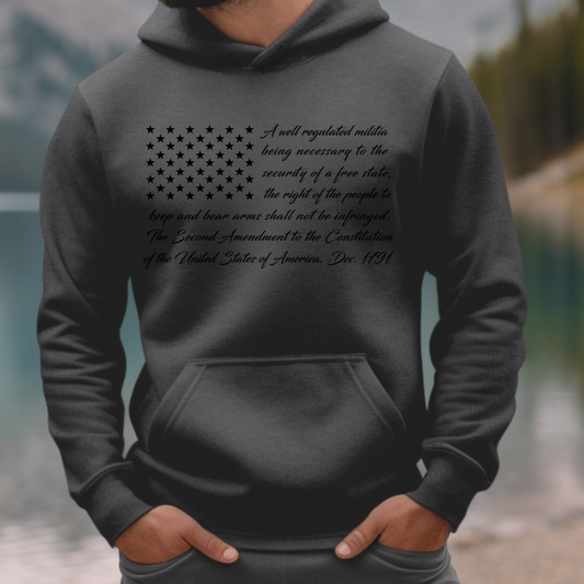 2nd Amendment Flag Hoodie Grey