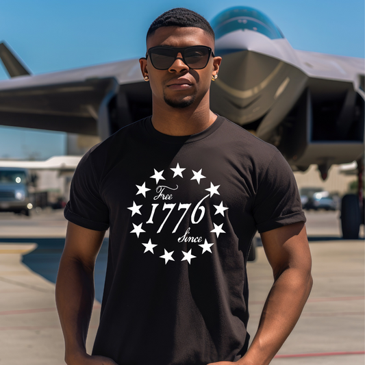 1776 Black Tee w/white