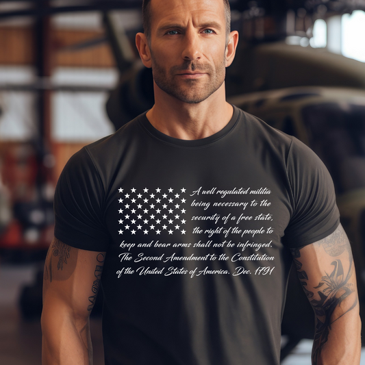 2nd Amendment Flag Black Tee w/white