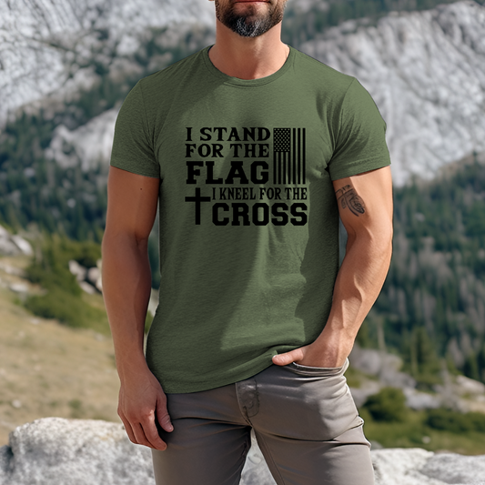 I Stand for the Flag I Kneel for the Cross Military Green