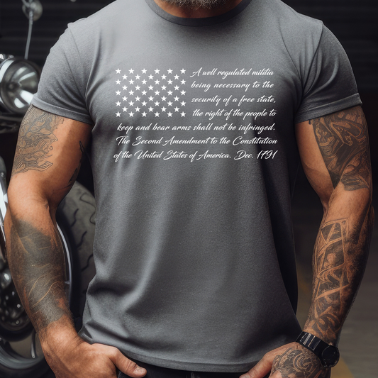 2nd Amendment Flag Grey Tee w/white