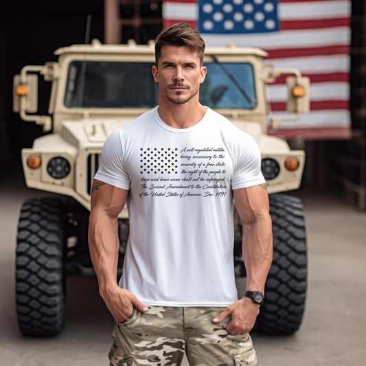 2nd Amendment Flag White Tee w/black